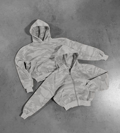 PEARL GREY CAMO ZIP HOODIE