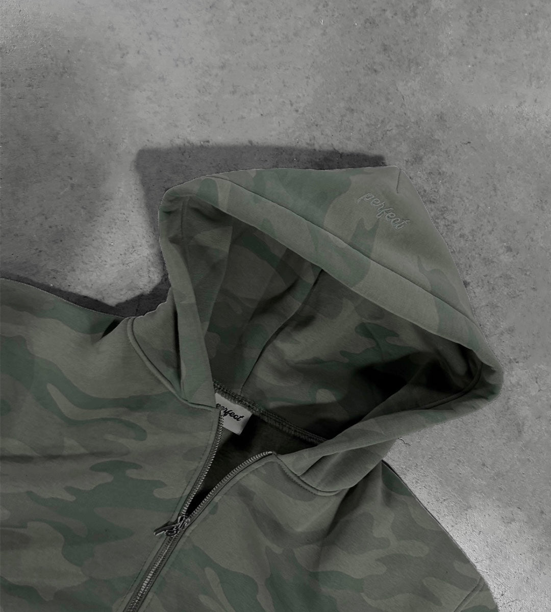 SAGE GREEN CAMO ZIP HOODIE