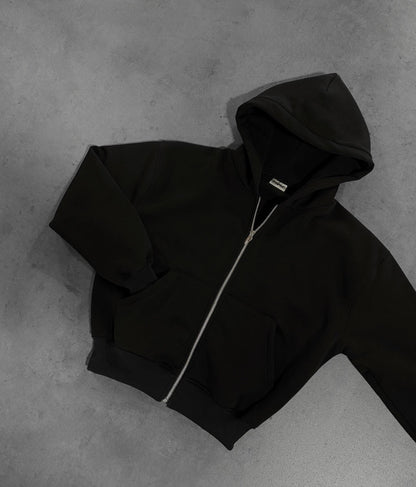 BLACK ZIP HOODIE