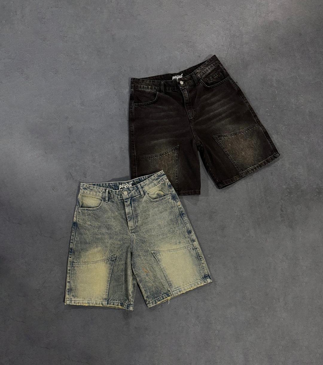 SANDY BLUE DOUBLE KNEE JORTS
