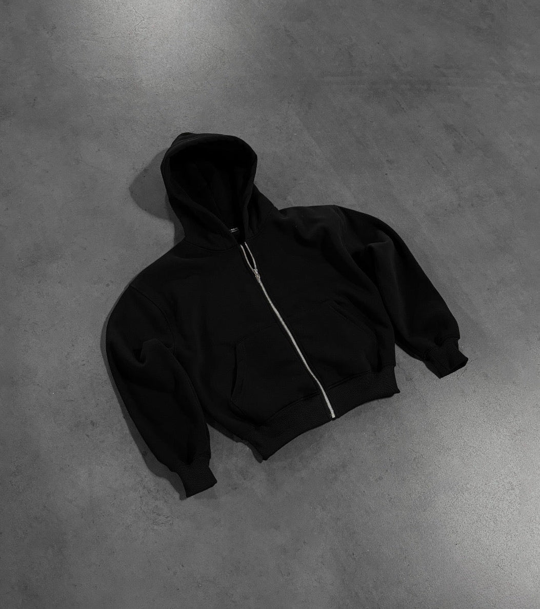 BLACK ZIP HOODIE
